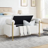 Minimalist Upholstered Linen Storage Bench-Bedroom-Parc Decor