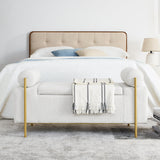 Minimalist Upholstered Linen Storage Bench-Bedroom-Parc Decor