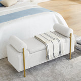 Minimalist Upholstered Linen Storage Bench-Bedroom-Parc Decor