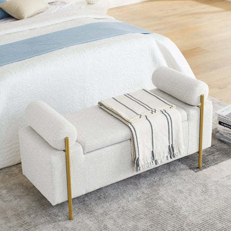 Minimalist Upholstered Linen Storage Bench-Bedroom-Parc Decor