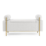 Minimalist Upholstered Linen Storage Bench-Bedroom-Parc Decor