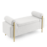 Minimalist Upholstered Linen Storage Bench-Bedroom-Parc Decor