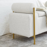 Minimalist Upholstered Linen Storage Bench-Bedroom-Parc Decor
