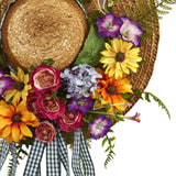 Mixed Flower Hat Wreath-Wreath-Parc Decor