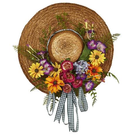 Mixed Flower Hat Wreath-Wreath-Parc Decor