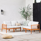 Modern 5-Piece Spindle Solid Wood Outdoor L-Shaped Sectional Set-Outdoor-Parc Decor