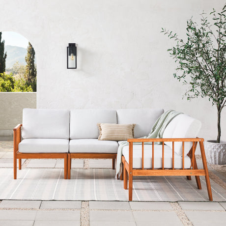 Modern 5-Piece Spindle Solid Wood Outdoor L-Shaped Sectional Set-Outdoor-Parc Decor