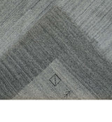 Modern 5x6.5 Gray and Silver Blended Wool Hand Woven Area Rug