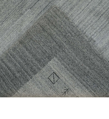 Modern 5x6.5 Gray and Silver Blended Wool Hand Woven Area Rug