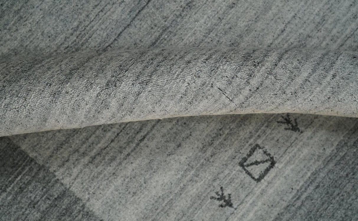 Modern 5x6.5 Gray and Silver Blended Wool Hand Woven Area Rug