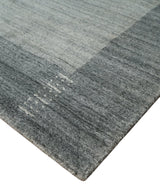 Modern 5x6.5 Gray and Silver Blended Wool Hand Woven Area Rug
