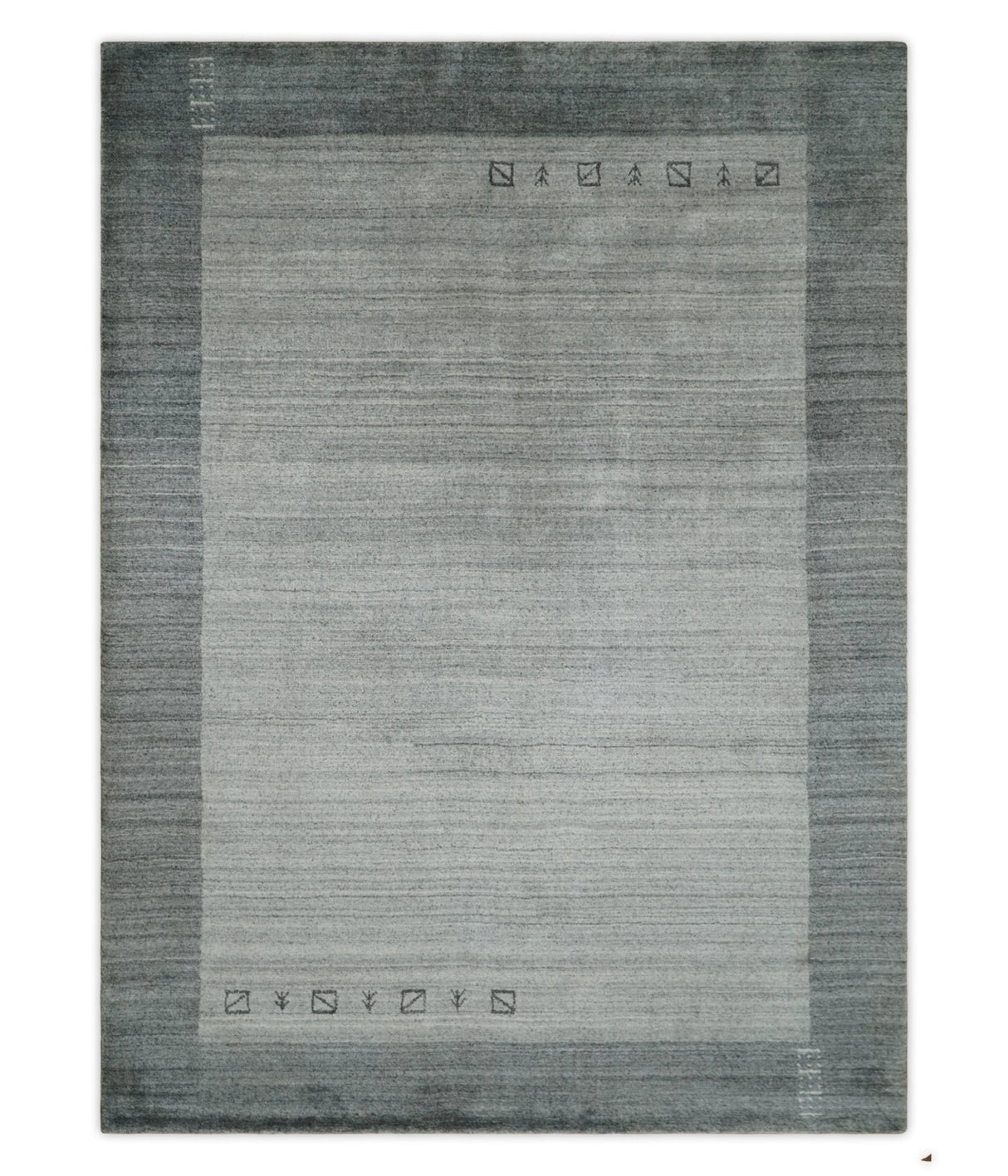 Modern 5x6.5 Gray and Silver Blended Wool Hand Woven Area Rug