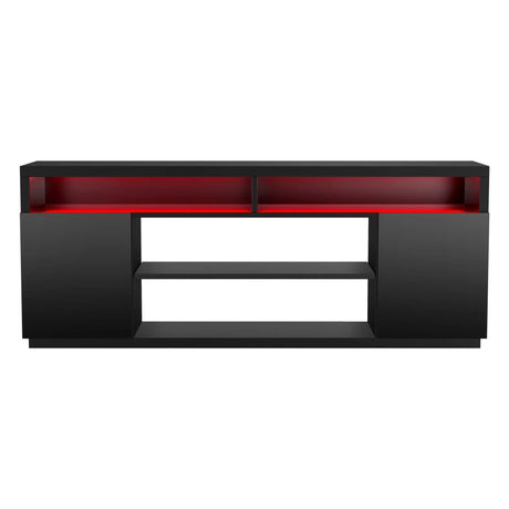 Modern 68 Inch TV Stand Media Console with LED Lights for Living Room
