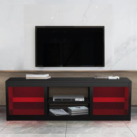 Modern 68 Inch TV Stand Media Console with LED Lights for Living Room
