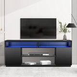 Modern 68 Inch TV Stand Media Console with LED Lights for Living Room-电视柜-Parc Decor