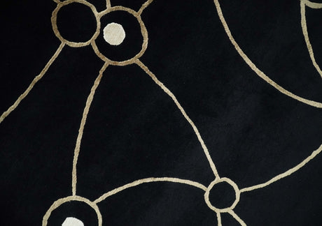 Modern 6x8 Black and Gold Wool and Silk Hand Woven Rug
