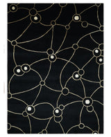 Modern 6x8 Black and Gold Wool and Silk Hand Woven Rug