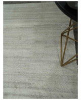 Modern 6x8 Ivory and Silver Wool Hand Woven Area Rug