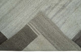 Modern 6x8 Ivory and Silver Wool Hand Woven Area Rug