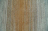 Modern 8x10 Hand Made Silver and Brown Blended Wool Flatwoven Area Rug