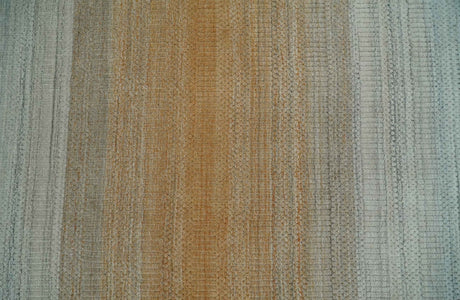 Modern 8x10 Hand Made Silver and Brown Blended Wool Flatwoven Area Rug
