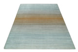 Modern 8x10 Hand Made Silver and Brown Blended Wool Flatwoven Area Rug
