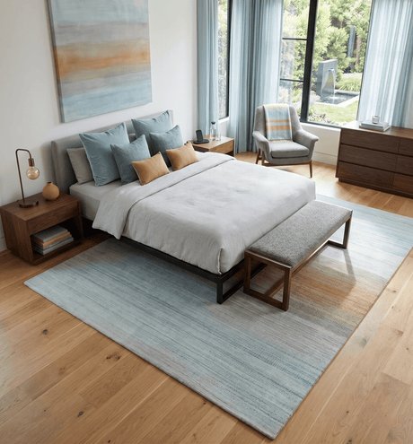 Modern 8x10 Hand Made Silver and Brown Blended Wool Flatwoven Area Rug