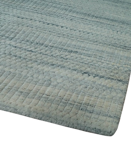 Modern 8x10 Hand Made Silver and Brown Blended Wool Flatwoven Area Rug