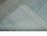 Modern 8x10 Hand Made Silver and Brown Blended Wool Flatwoven Area Rug