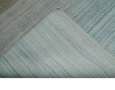 Modern 8x10 Hand Made Silver and Brown Blended Wool Flatwoven Area Rug