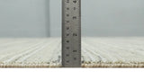 Modern 8x10 Hand Made Striped Olive and White Blended Wool Area Rug