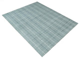 Modern 8x10 Hand Made striped silver and Gray Blended Wool Area Rug