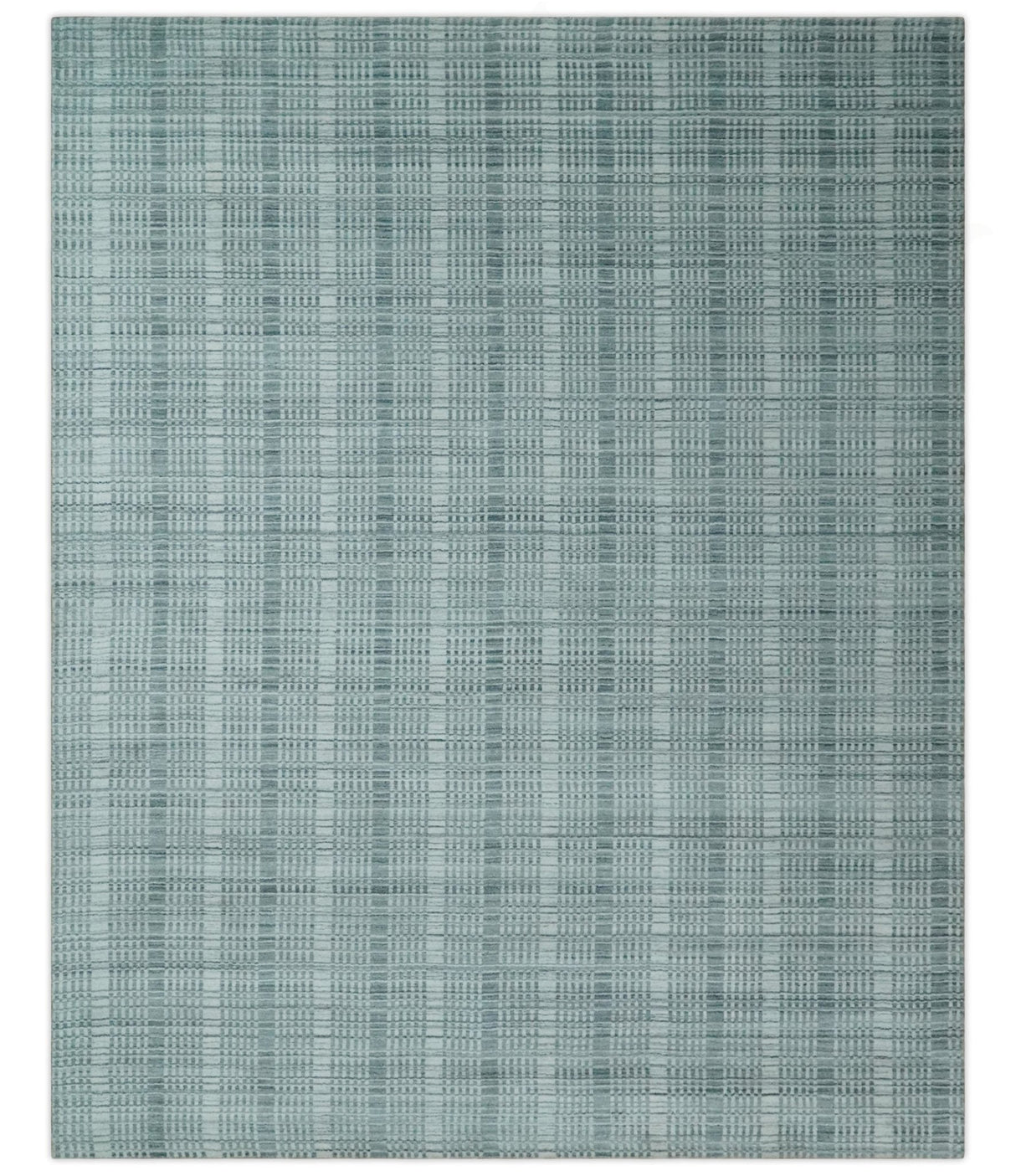 Modern 8x10 Hand Made striped silver and Gray Blended Wool Area Rug