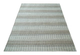 Modern 8x10 Hand Made Stripes Ivory and Brown Wool Flatwoven Area Rug