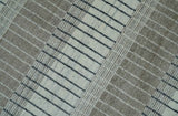 Modern 8x10 Hand Made Stripes Ivory and Brown Wool Flatwoven Area Rug