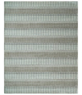 Modern 8x10 Hand Made Stripes Ivory and Brown Wool Flatwoven Area Rug