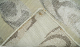Modern Abstract 2x3 Beige and Gray Hand Knotted Wool and Silk Area Rug