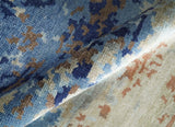 Modern Abstract 2x3 Blue And beige Bamboo Silk Hand Knotted Area Rug