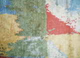 Modern Abstract 2x4 Blue, Red and Gold Hand Knotted bamboo silk Area Rug