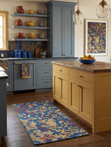 Modern Abstract 2x4 Blue, Red and Gold Hand Knotted Entryway Wool Area Rug