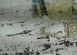 Modern Abstract 2x4 High Low Ivory and Olive Real Silk and Wool Rug