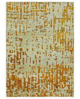 Modern Abstract 5x7 Gold and Beige Recycled Art Silk Area Rug