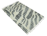 Modern Abstract 5x8 Ivory and Charcoal Texture Moroccan Style Plush Pile wool Rug
