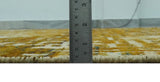 Modern Abstract 8x10 Gold, Rust and Ivory Hand Knotted Recycled Art Silk Rug