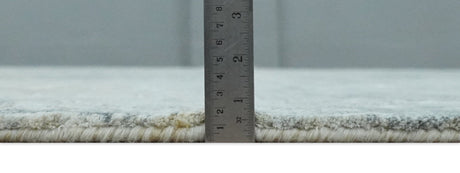 Modern Abstract 8x10 Silver, Charcoal and Olive Hand Loomed Blended wool and Art silk Area Rug