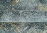 Modern Abstract 8x10 Silver, Charcoal and Olive Hand Loomed Blended wool and Art silk Area Rug