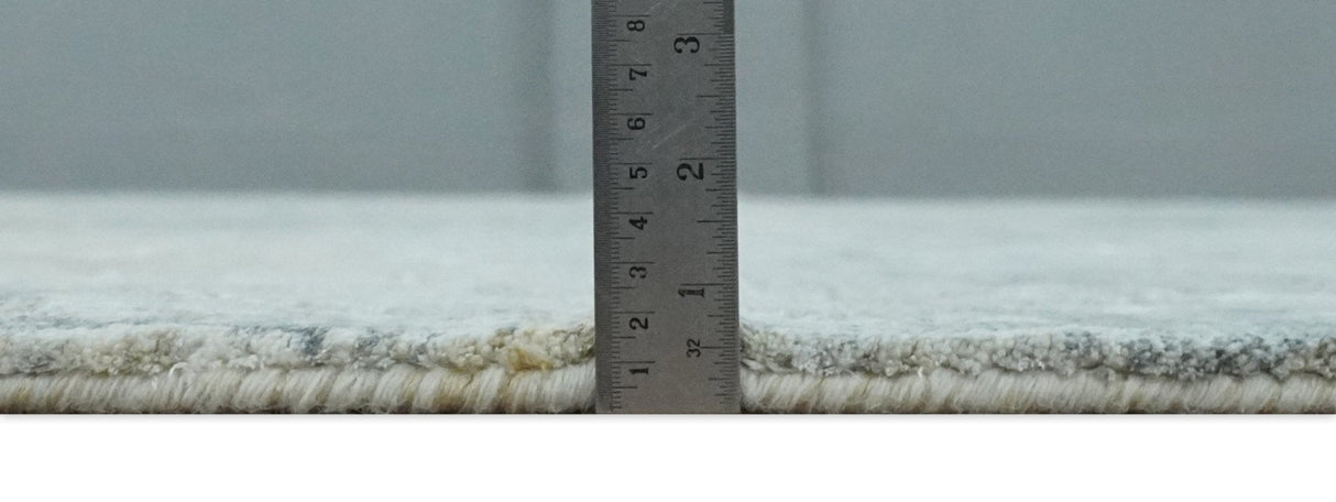 Modern Abstract 8x10 Silver, Charcoal and Olive Hand Loomed Blended wool and Art silk Area Rug-Area Rug-Parc Decor