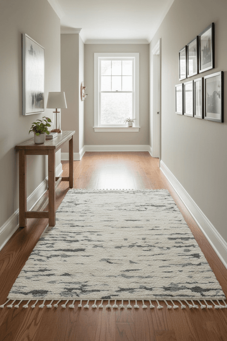 Modern Abstract Beige and Gray Hand Knotted Moroccan Style Plush Pile 5x8 wool Rug