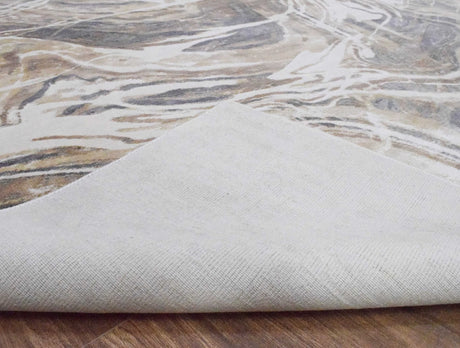 Modern Abstract Beige And Gray Hand Loom 8x10 Wool Rug