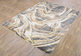 Modern Abstract Beige And Gray Hand Loom 8x10 Wool Rug